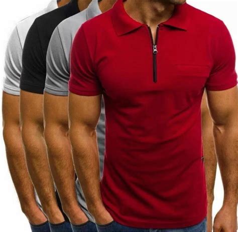 playera polo hombre slim fit manga corta moda cierre  mercado libre