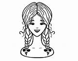 Coloring Braids Pages Hairstyle Two Braid French Colorear Coloringcrew Template Fashion Printable sketch template