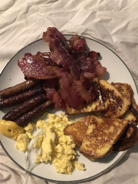 [homemade] Bacon Sausage And Mustard French Toast And Eggs R Food
