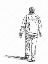 Walking Man Sketch Draw Drawing Away Person Sketches Coloring Vector Side Template Pages Illustration Icon sketch template