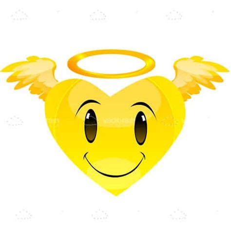 Heart Shaped Smiley With Angel Wings And Halo