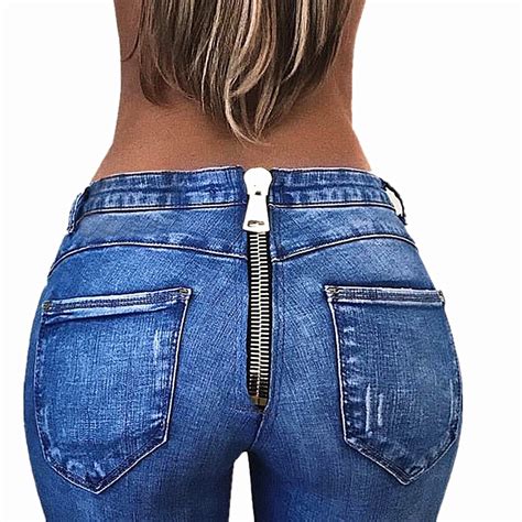 2018 push up jeans for women zipper back jeans pants sexy