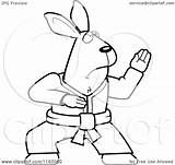 Rabbit Karate Cartoon Coloring Clipart Outlined Vector Thoman Cory Royalty sketch template