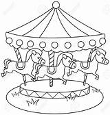 Coloring Merry Round Go Line Carousel Pages Stock Clip Horse Horses Vector Kids Adults Sketch Drawing Illustration Depositphotos Lenm Circus sketch template