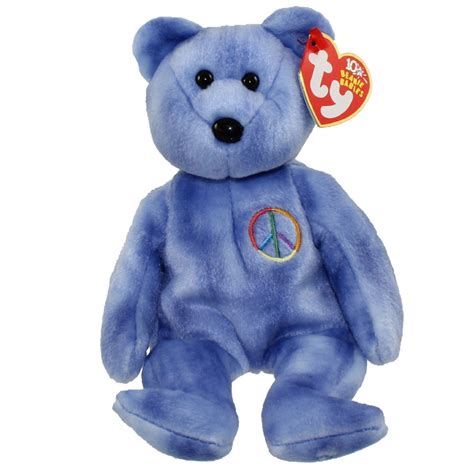 toys games peace sign bear ty beanie baby stuffed animals plushies