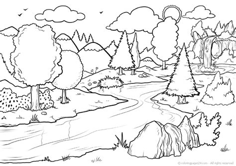 waterfall  coloring pages