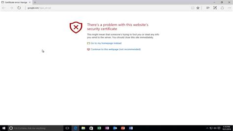 microsoft edge how to fix there is a problem with this websites security certificate youtube