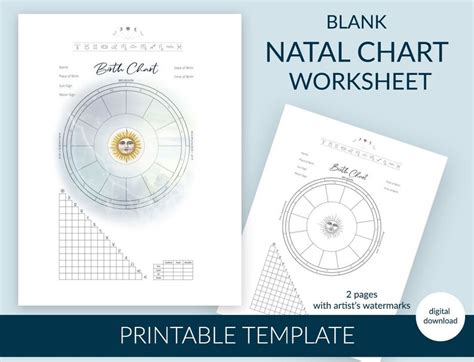 blank natal chart printable worksheet astrology birth chart template