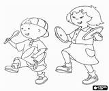 Caillou Coloring Pages Oncoloring Sara Musical Band sketch template