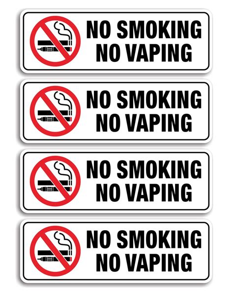No Smoking No Vaping Sign 4 Pack 9 X 3 Inch Self Adhesive Use For