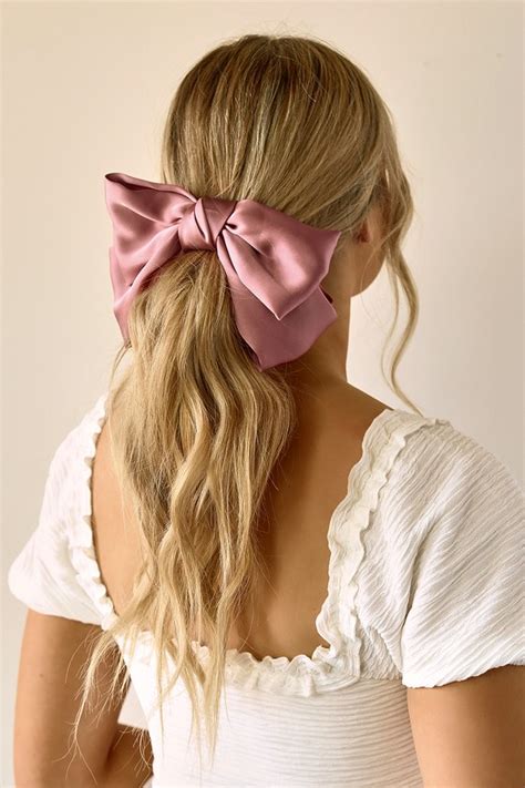 mauve bow barrette satin hair bow oversized bow hair clip lulus