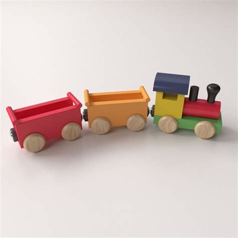 wooden toy train  model ds fbx blend dae cgtradercom
