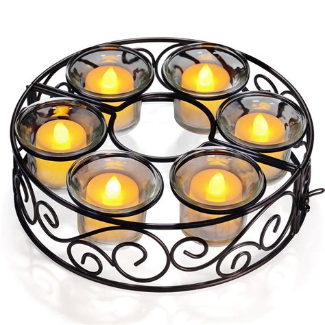 Candle Holders Totobay Round Black Wrought Iron Table