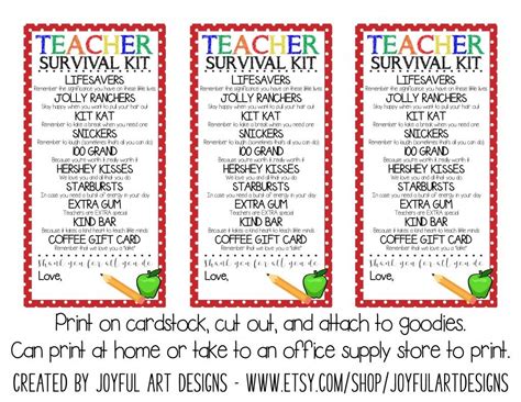 teacher survival kit     printable label teacher