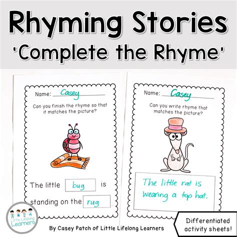 rhyming stories complete  rhyme  lifelong learners