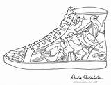 Coloring Shoes Pages Shoe Converse Nike Jordan Birds Tennis Drawing Color Sneakers Print Adult Air Jordans Printable Colouring Sheets High sketch template