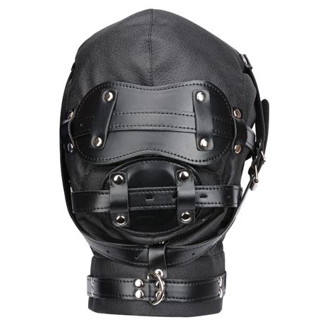 bdsm bondage sex hoods head face mask with removable penis mouth gag