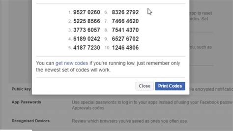 recovery codes  facebook  step authentication youtube