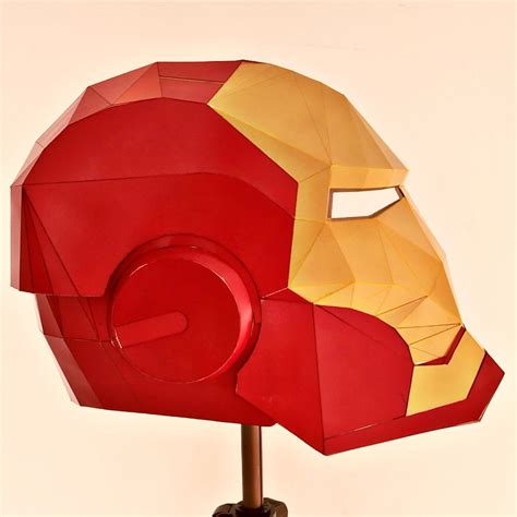 poly diy iron man helmet paper model cosplay create  etsyde