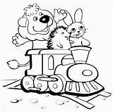 Coloring Pages Kids Printable Easter Funny Train Bunny Drawing Children Color Boxcar Print Railroad Friends Animal Sheets Trains Easy Osterhase sketch template