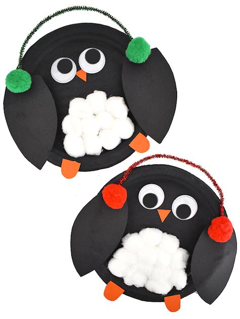 cotton ball paper plate penguin craft  kid