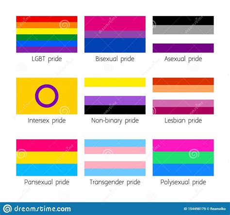 sexual identity lgbt flags set stock vector