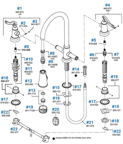 american standard kitchen faucet parts diagram cadet single control kitchen faucet american