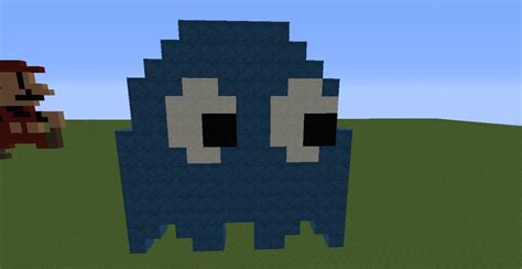 Pixel Art Blue Pacman Ghost Minecraft Project
