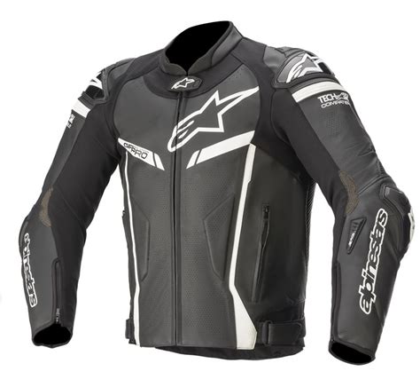 alpinestars gp pro  tech air compatible leather black white jacket