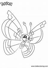 Pokemon Vivillon Coloring Pages Printable Kids sketch template