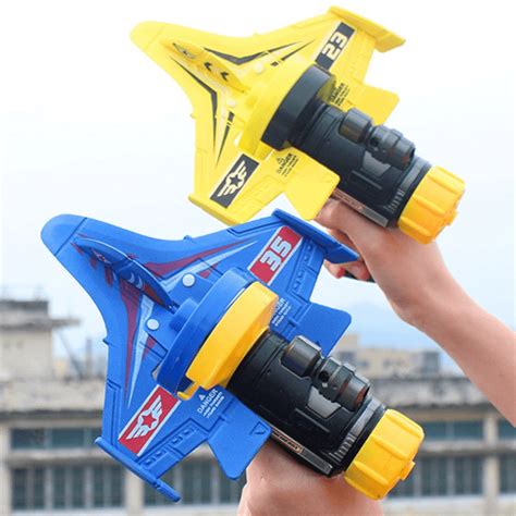 hand throwing swivel foam aircraft outdoor launcher gliding flying plane model children toys