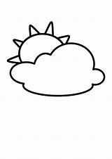 Clipart Outline Sun Cloudy Clouds Clip Vector Cloud Weather Svg Partly Sky Symbol Cartoon Drawing Sunny Cliparts Illustration Coloring Icon sketch template