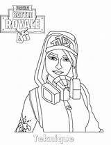 Fortnite Coloring Skin Pages Teknique Easy sketch template