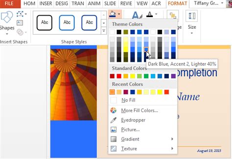 format  template  customize  change color scheme