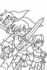 Four Swords Zelda Coloring Pages Legend Lineart Template sketch template