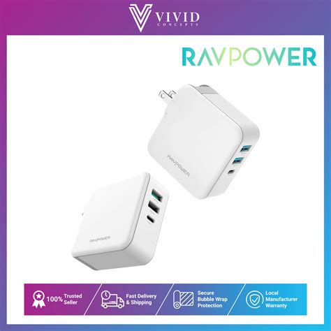 ravpower  ac pd qc  port wall charger white