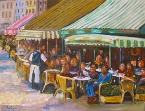 french cafe painting  french country decor original painting