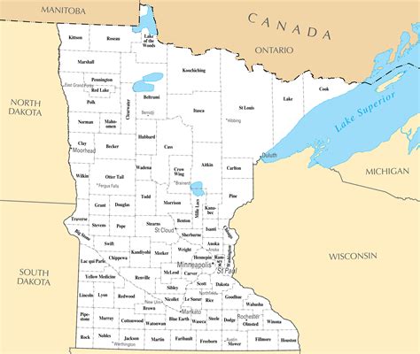 large administrative map  minnesota state minnesota state large