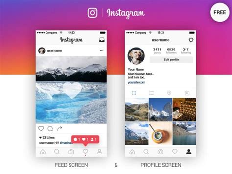 instagram feed profile screen ui mockup instagram mockups freebiefy