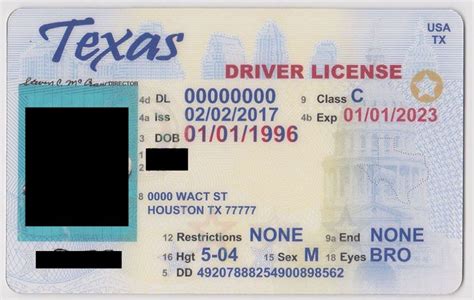 texas id card template   id card template drivers license