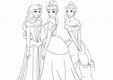 Coloring Pages Princess Little Princesses Three Cartoon sketch template