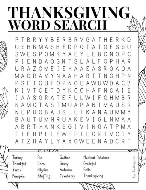 thanksgiving word search printable paper trail design