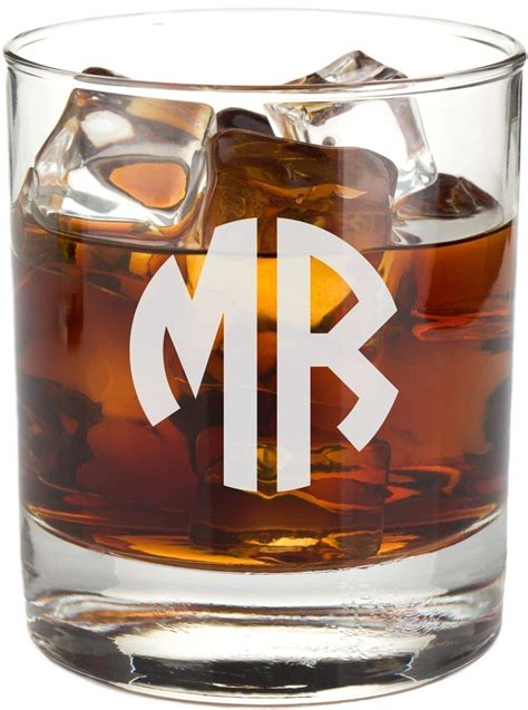 personalized monogram whiskey glass rocks