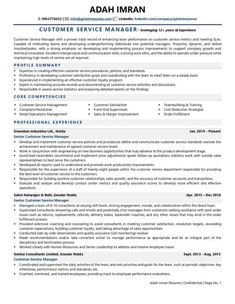 customer service manager resume examples template  job winning tips