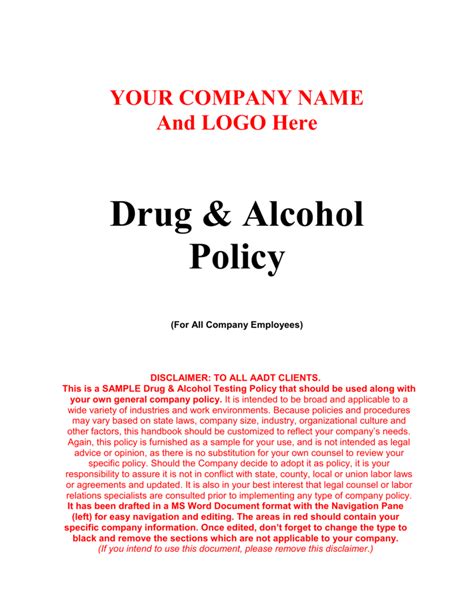 sample dot faa drug alcohol testing policy