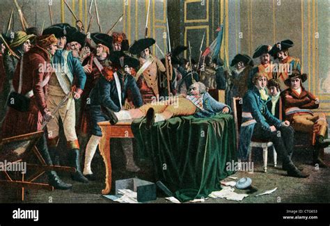wounded robespierre awaits  execution reign  terror french stock photo royalty