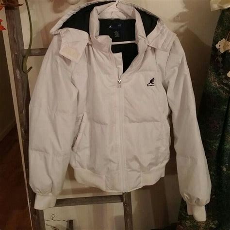 kangel womens puffer beautiful  white hooded puffer jacket worn excellent condition
