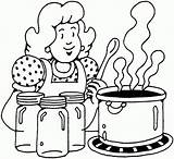 Cooking Coloring Pages Mom Clipart Woman Cook Cartoon Kitchen Clip Canning Printable People Girl Cliparts Kids Places Sheknows Library Print sketch template