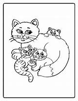 Coloring Cats Pages Cat Funny Family Kittens sketch template