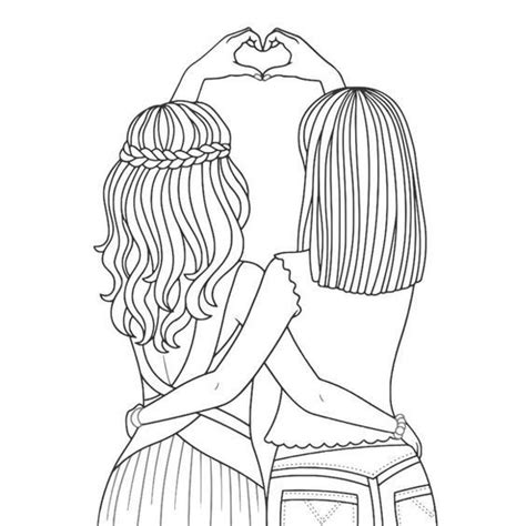 valentine coloring page sisters drawing bff drawings girl drawing